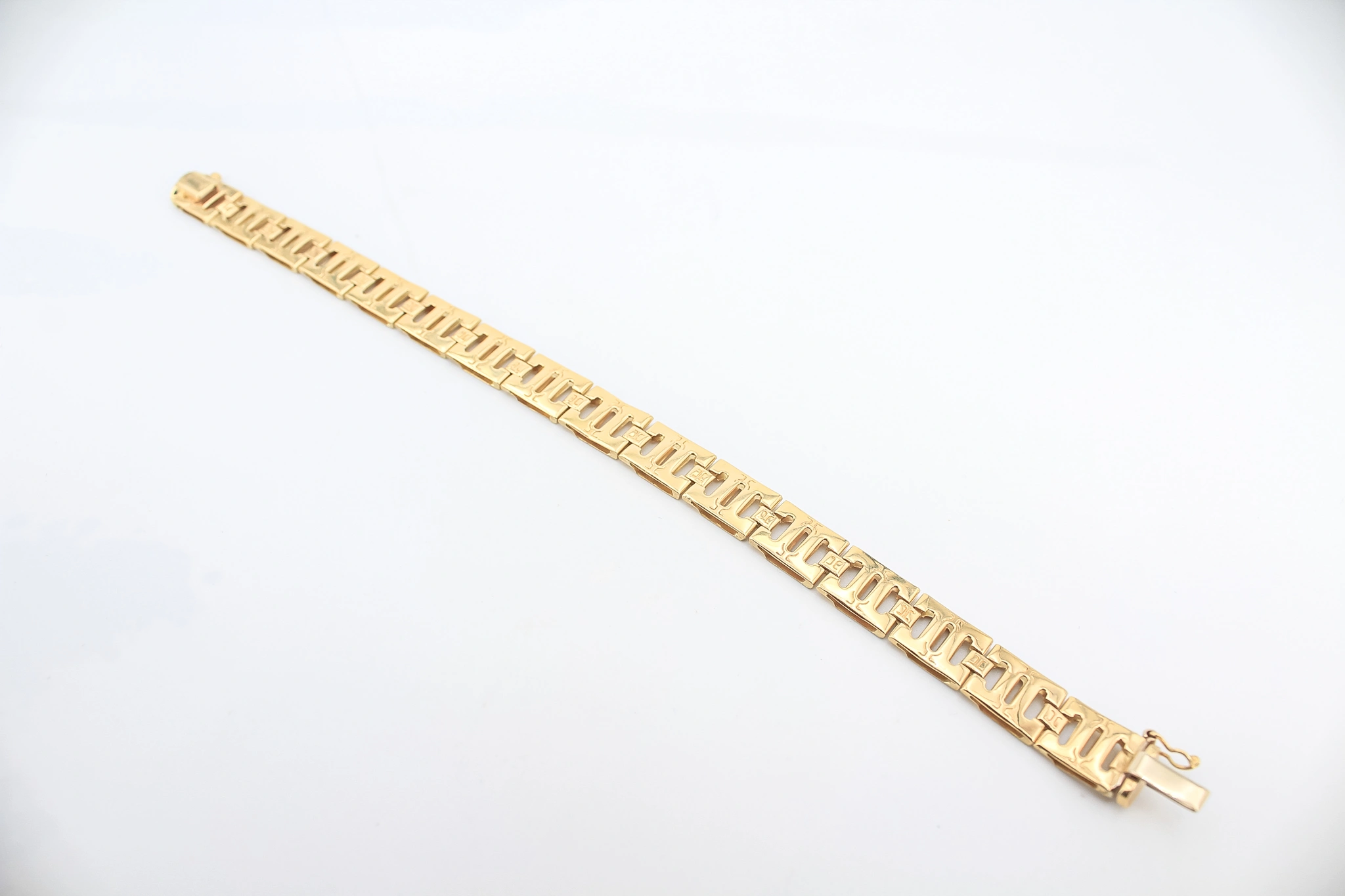 Pulsera de oro 18K eslabones geométricos