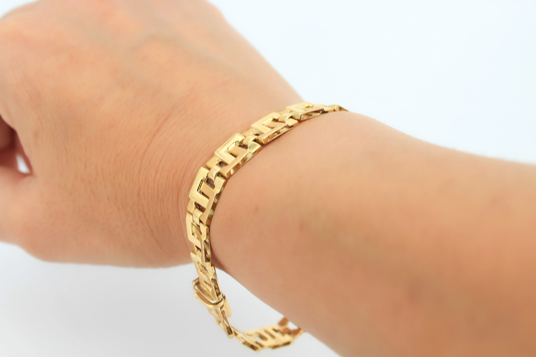 Pulsera de oro 18K eslabones geométricos — foto 3
