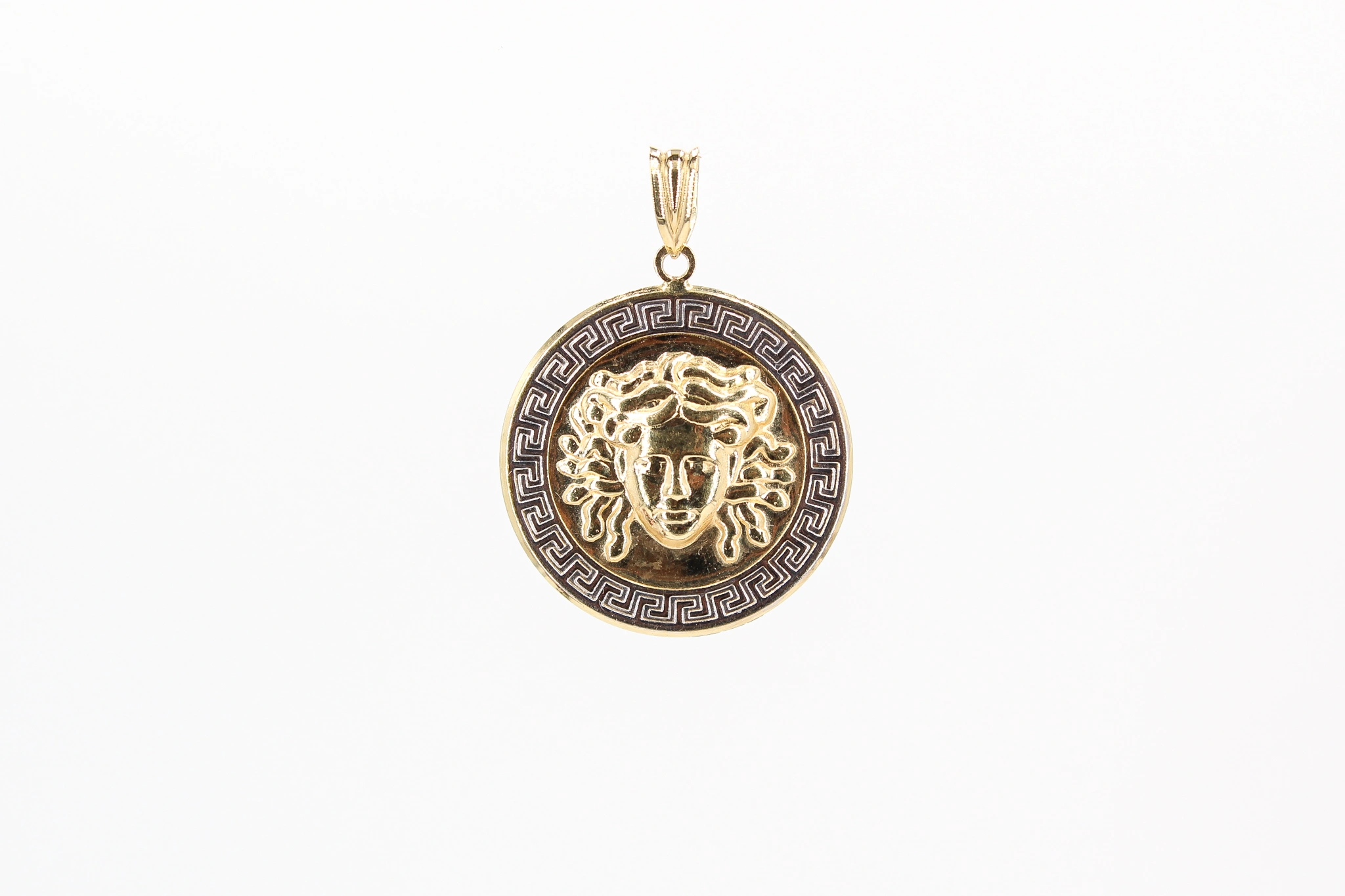 Medalla de Medusa en oro combinado de 18k — vista alternativa
