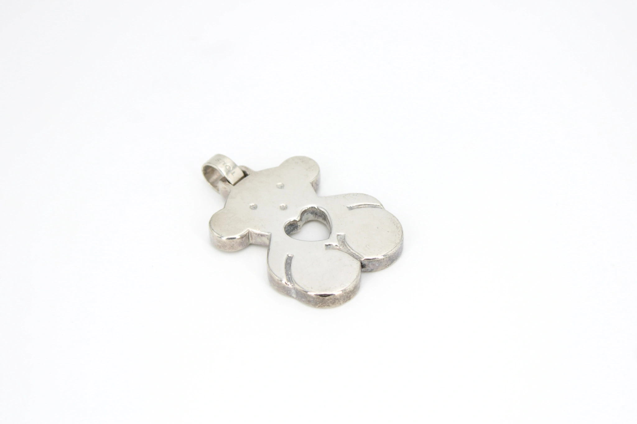 Colgante oso con corazón calado de plata 925 — foto 1
