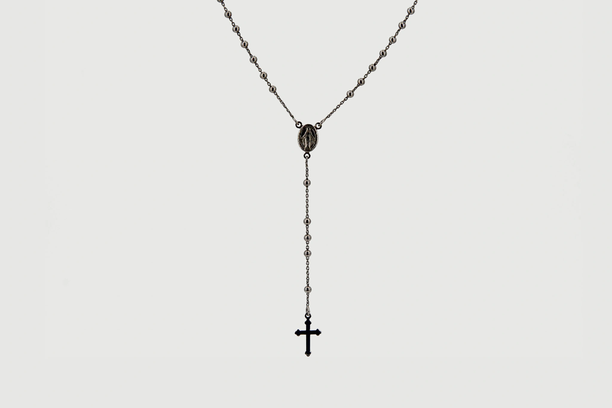 Collar Rosario de Plata 925 con Medallón y Crucifijo