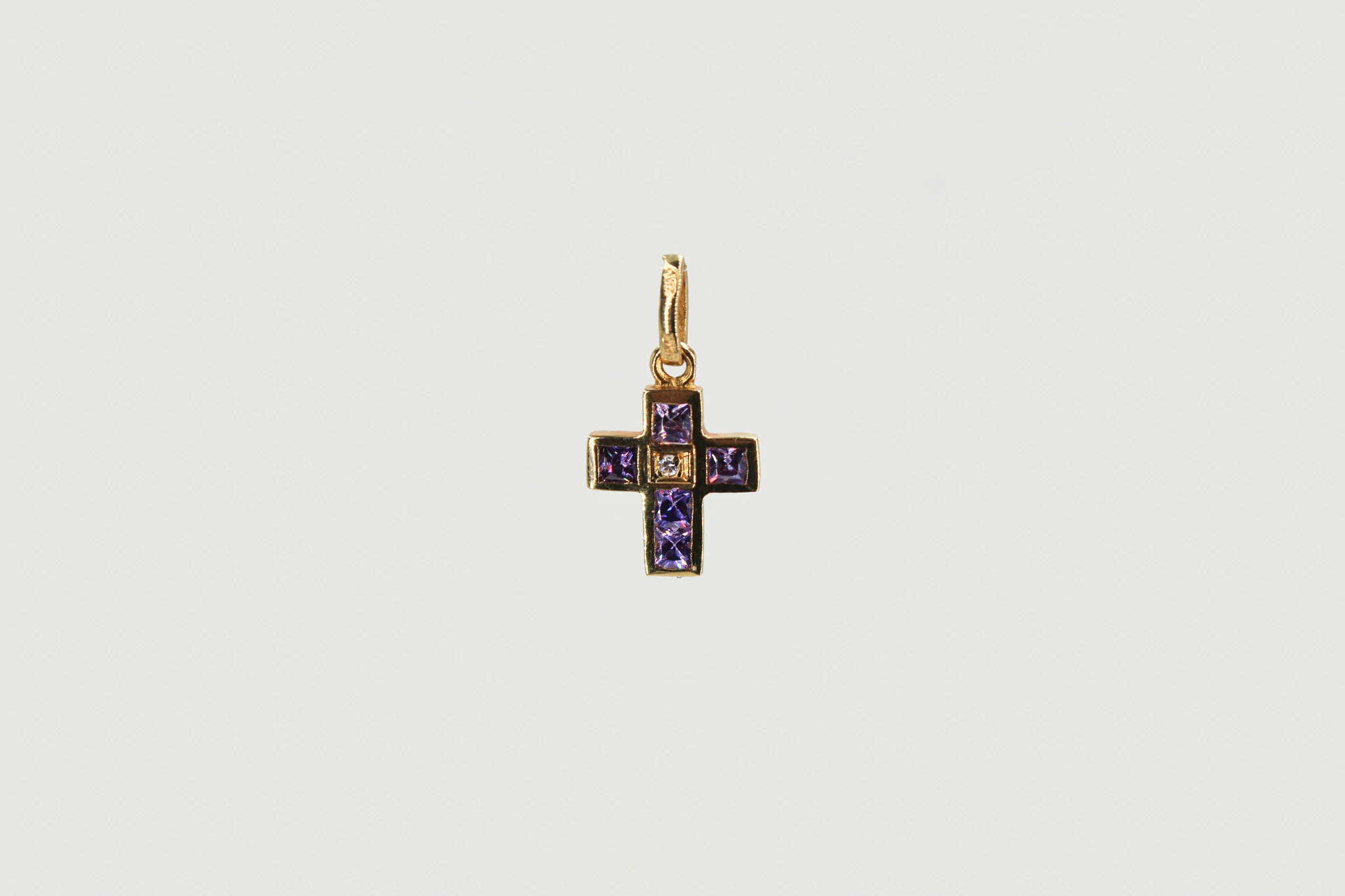 Cruz de oro de 18k con piedras de color — foto 3