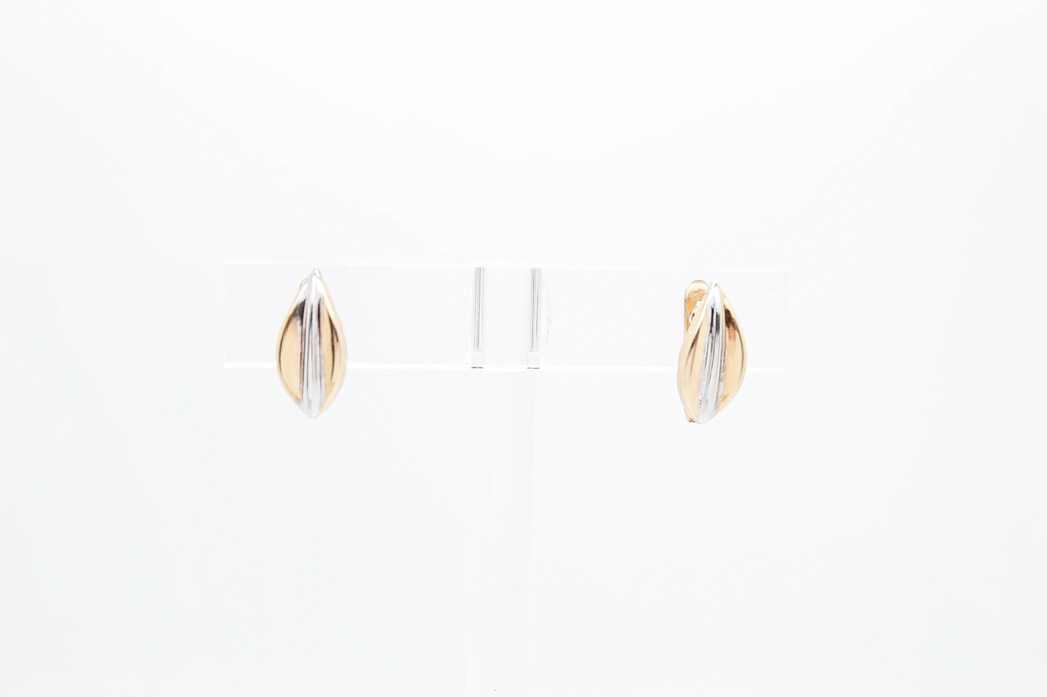 Pendientes forma almendrada de oro combinado 18K — foto 3