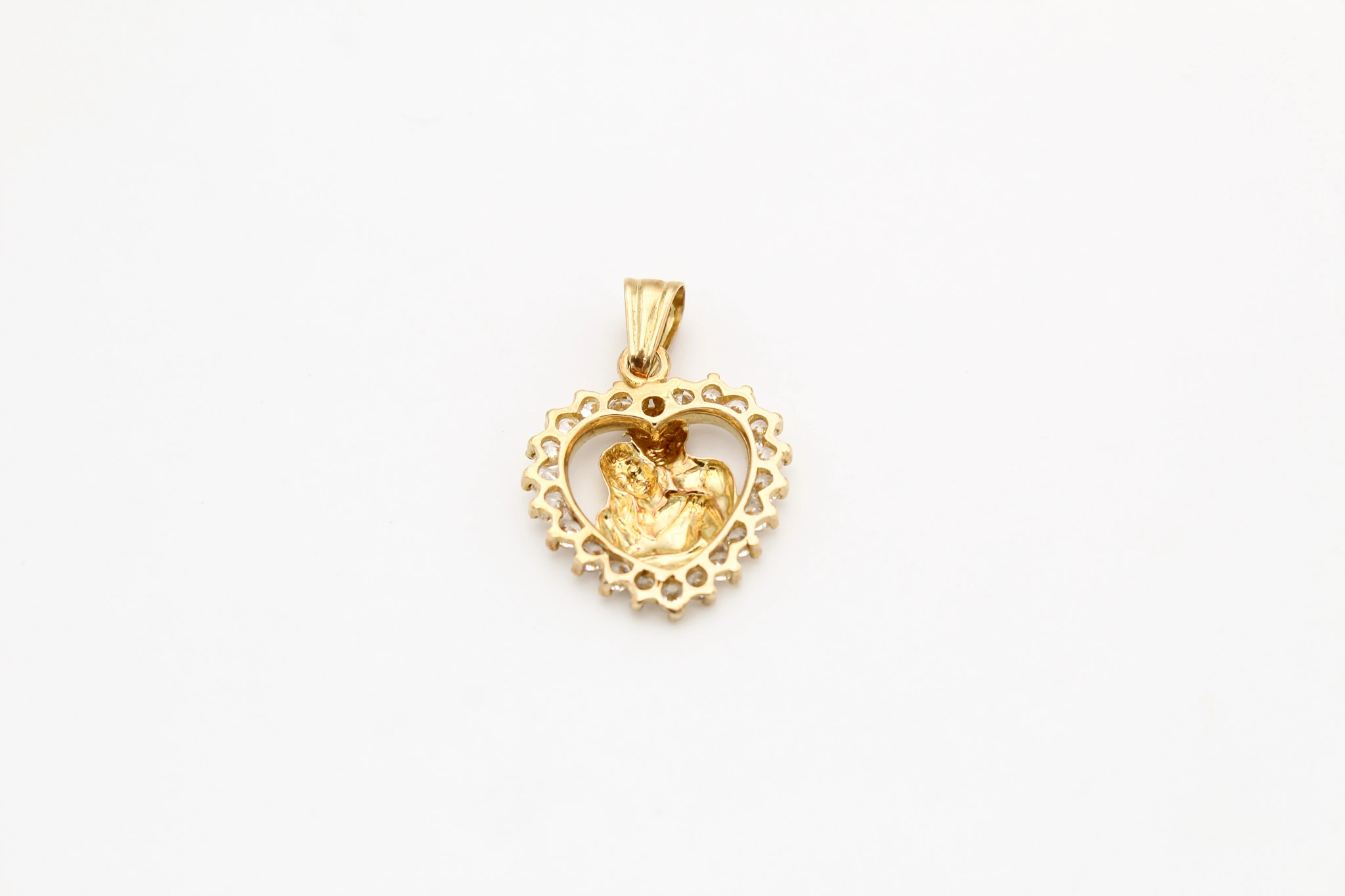 Colgante de oro con forma de corazón Virgen del Carmen 18K — vista alternativa