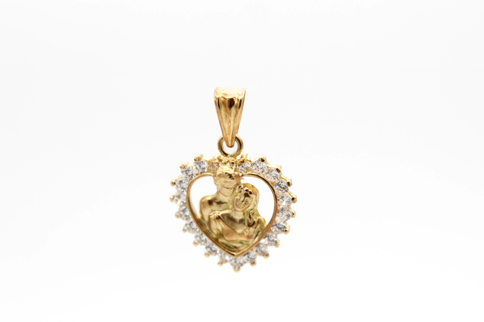 Colgante de oro con forma de corazón Virgen del Carmen 18K — foto 3