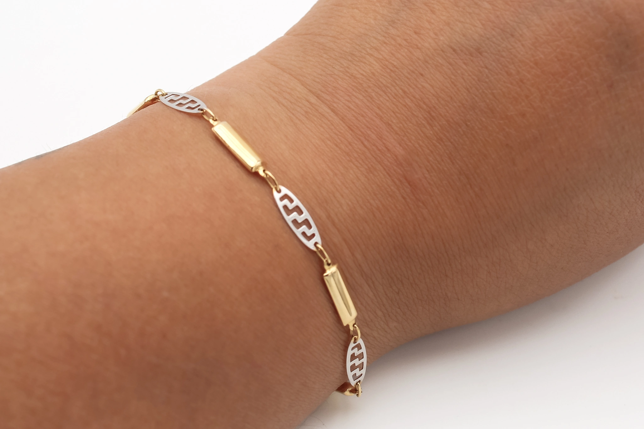 Pulsera veneciana de oro combinado 18K — foto 3
